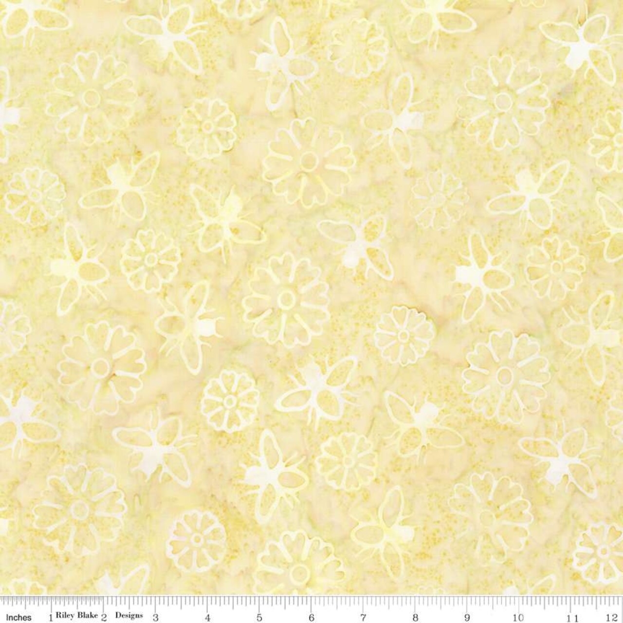 Fabric Riley Blake Yellow Cream Floral Expressions Batiks Watercolor Daisies by the Quarter Yard BT23242-262